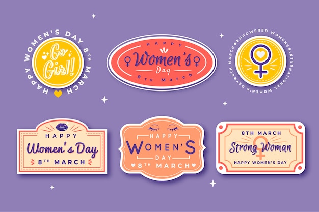 Hand drawn women's day label collection