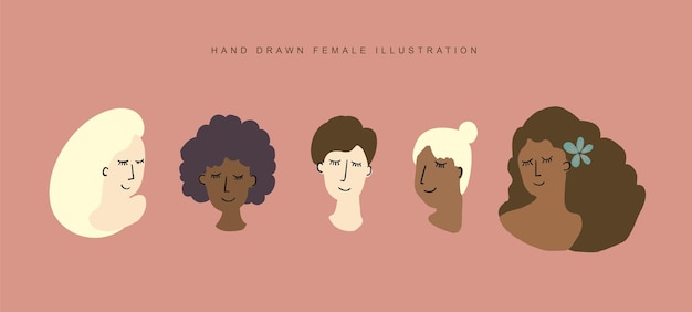 hand drawn women's illustrations in vector