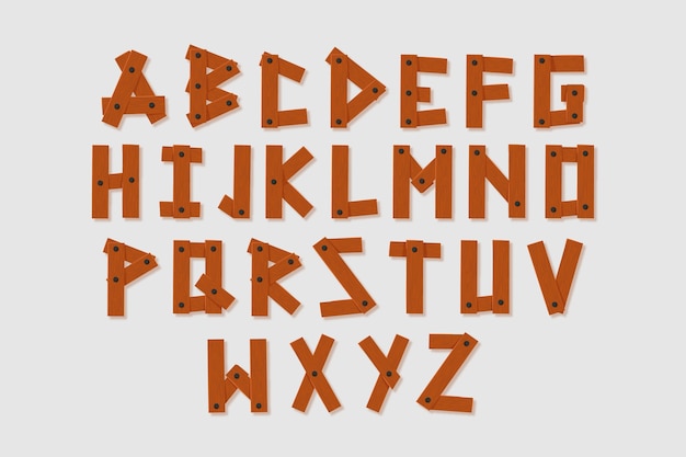 Vector hand drawn wood alphabet