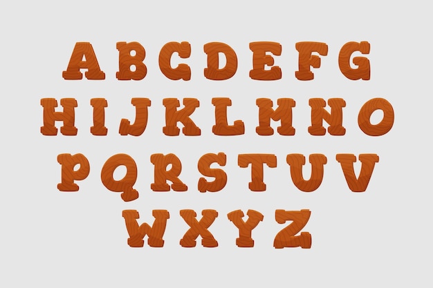 Vector hand drawn wood alphabet