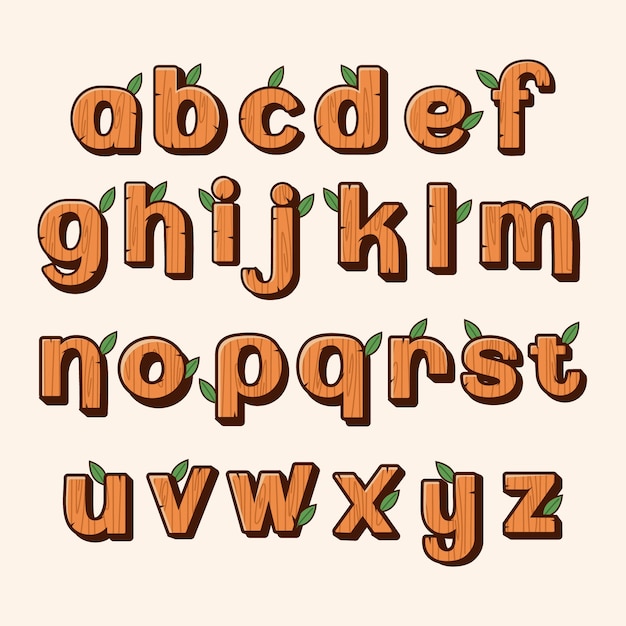 Modello di font in legno disegnato a mano