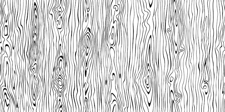 Vector hand drawn wood plank seamless pattern wood texture black and white