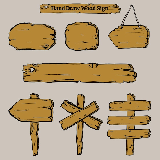 Decorazione del segno di legno disegnato a mano