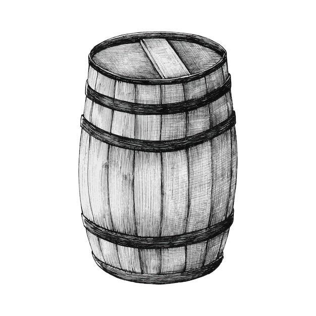 Vector hand-drawn wooden barrel