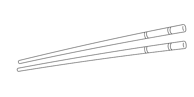 Нарисованные вручную деревянные палочки для еды суши, морепродуктов, японской и китайской кухни