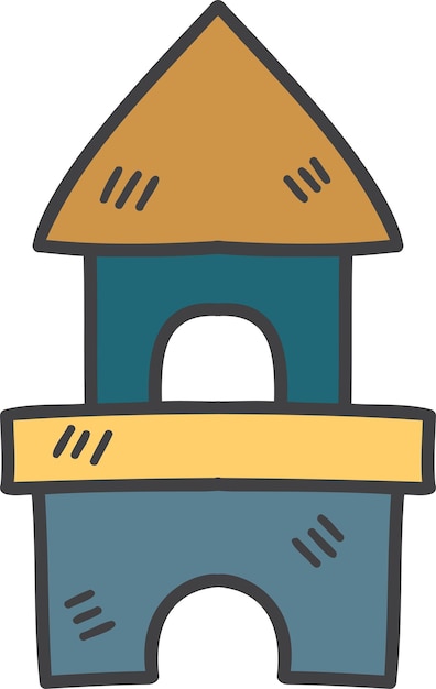 Vector hand drawn wooden toy house for kids illustration