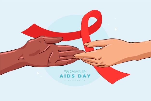 Illustrazione disegnata a mano della giornata mondiale contro l'aids