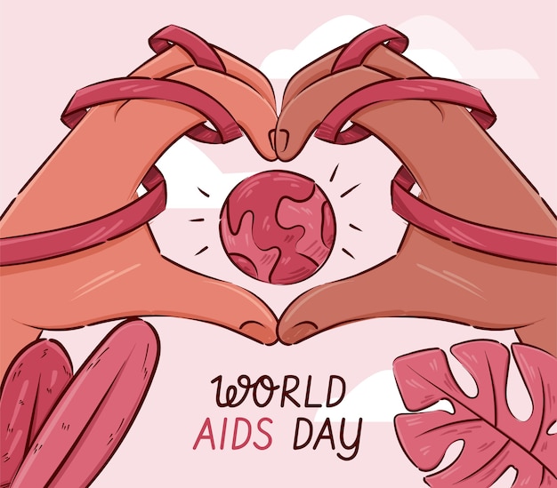 Illustrazione disegnata a mano della giornata mondiale dell'AIDS