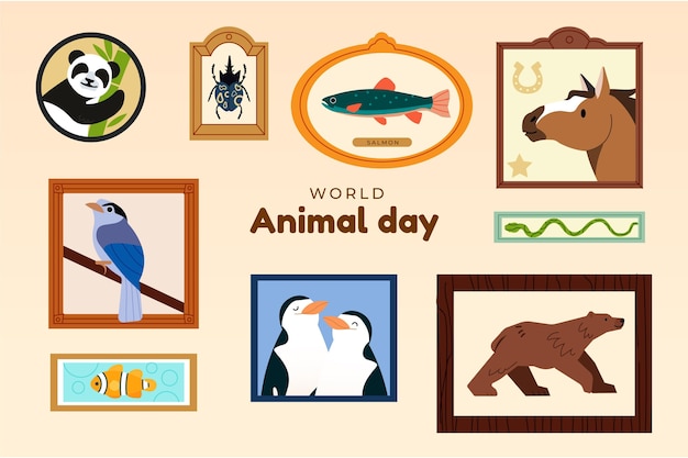 Hand drawn world animal day illustration