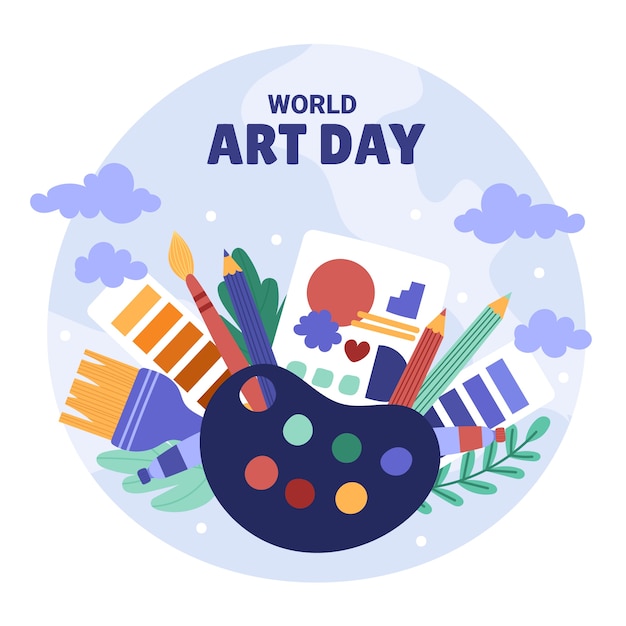 Vector hand drawn world art day illustration