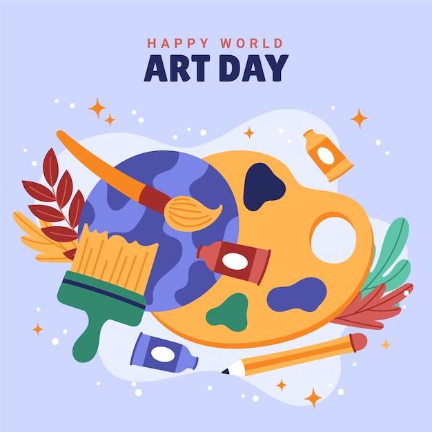 Vector hand drawn world art day illustration