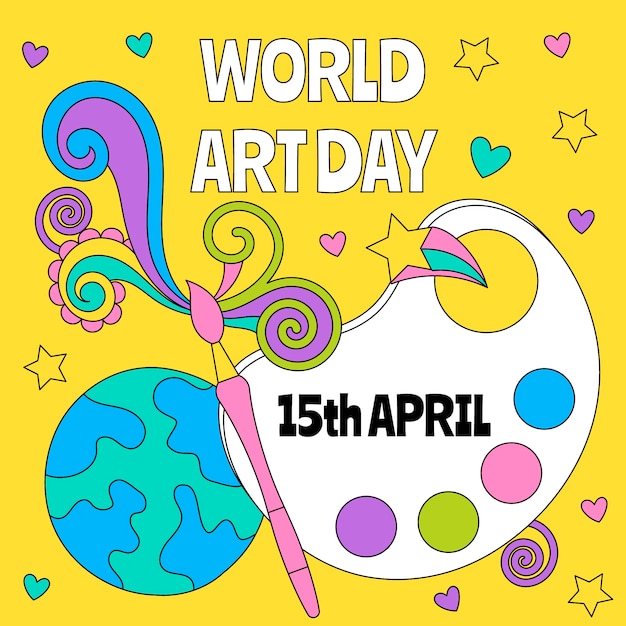 Vector hand drawn world art day illustration