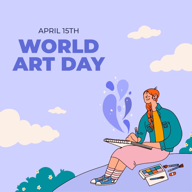 Vector hand drawn world art day illustration