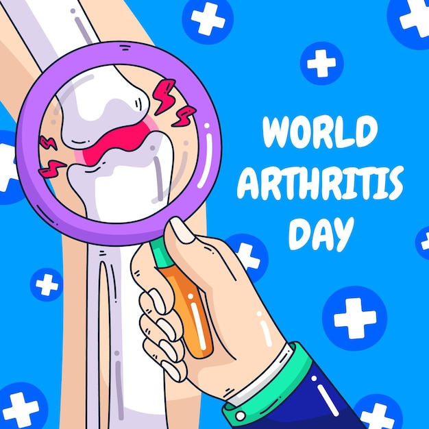 Vettore illustrazione disegnata a mano della giornata mondiale dell'artrite