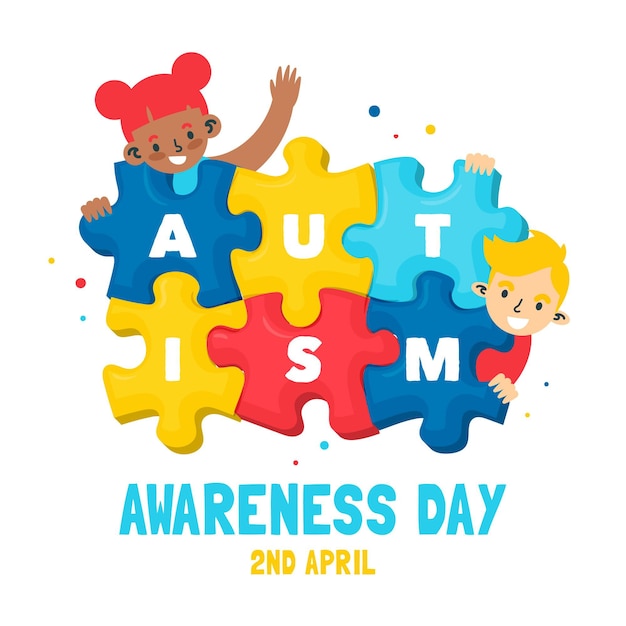 Hand drawn world autism awareness day illustration