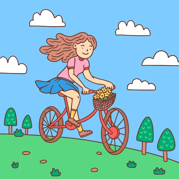 Vector hand drawn world bicycle day background