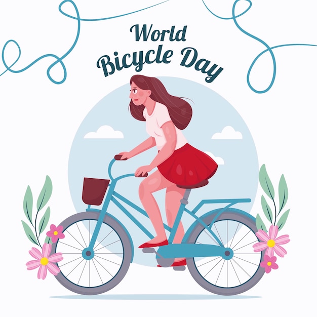 Vector hand drawn world bicycle day illustration