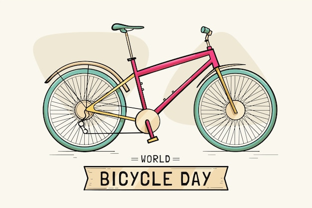 Illustrazione disegnata a mano della giornata mondiale della bicicletta