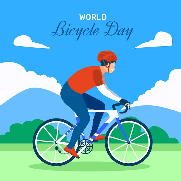 Hand drawn world bicycle day illustration