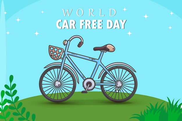 Hand drawn world bicycle day vector illustration