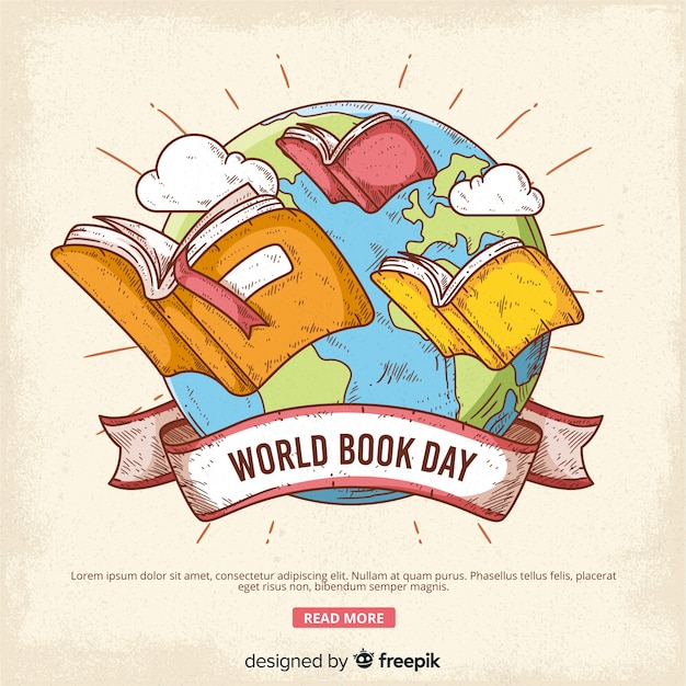 Vector hand drawn world book day background