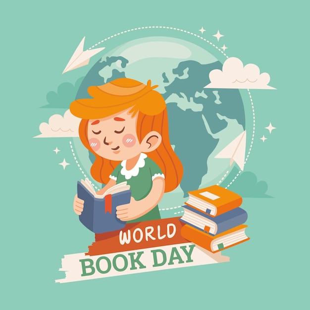 Hand drawn world book day illustration