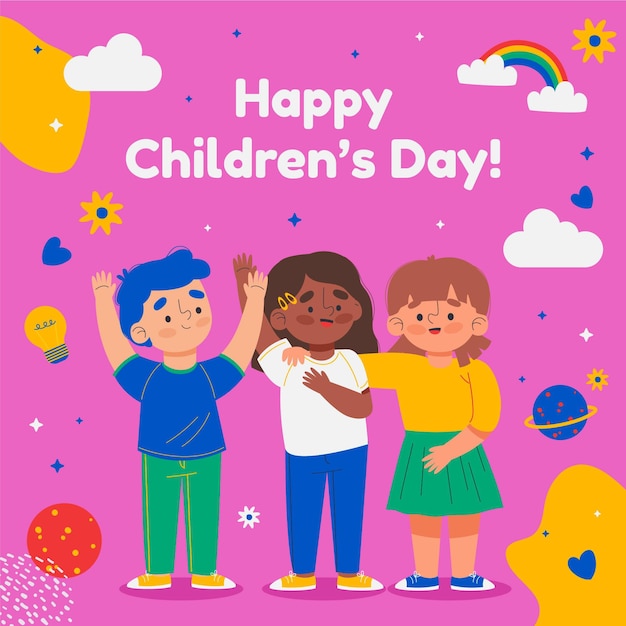 Vector hand drawn world children's day illustration