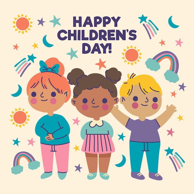 Vector hand drawn world children's day