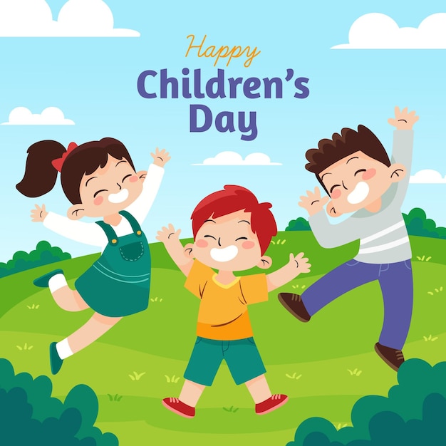 Vector hand drawn world childrens day concept