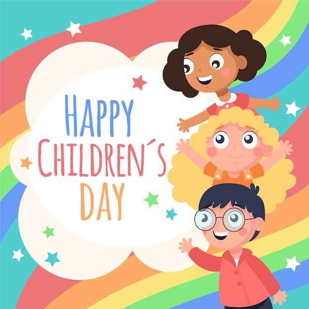 Vector hand drawn world childrens day concept