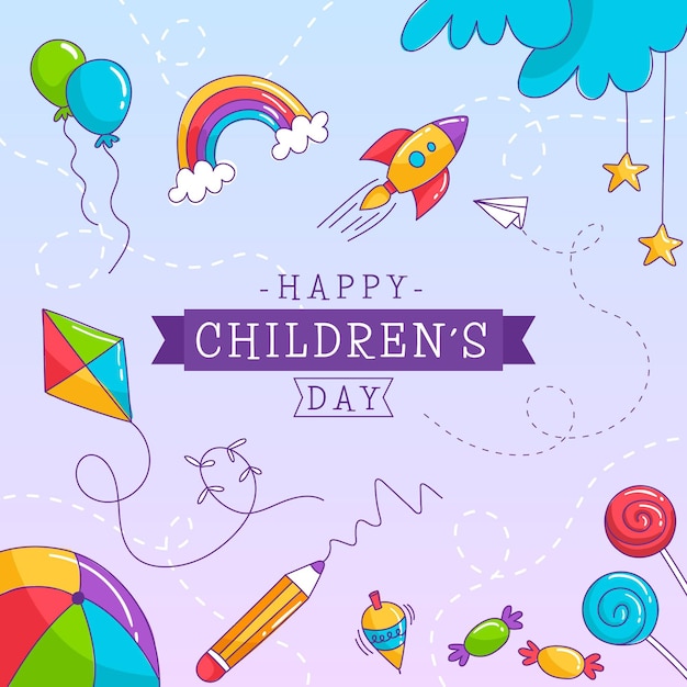 Vector hand drawn world childrens day