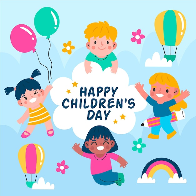 Vector hand drawn world childrens day