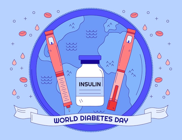 Illustrazione disegnata a mano della giornata mondiale del diabete