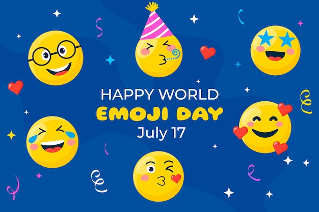 Hand drawn world emoji day background