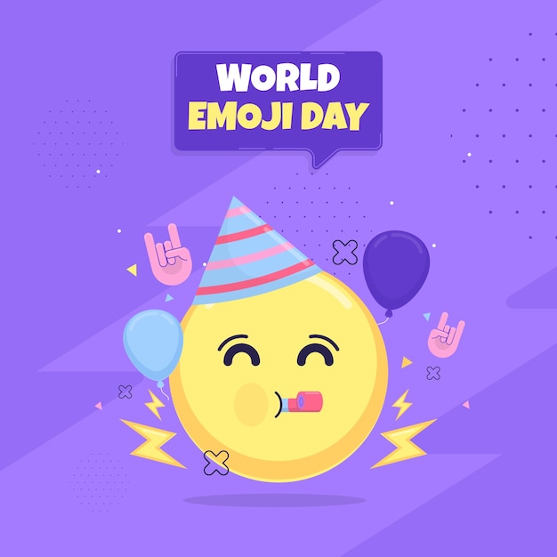 Vector hand drawn world emoji day illustration