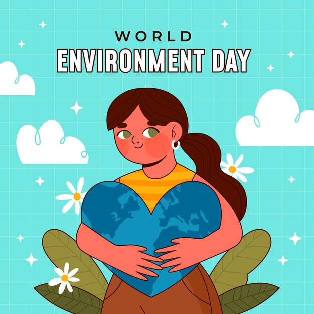 Vector hand drawn world environment day illustration