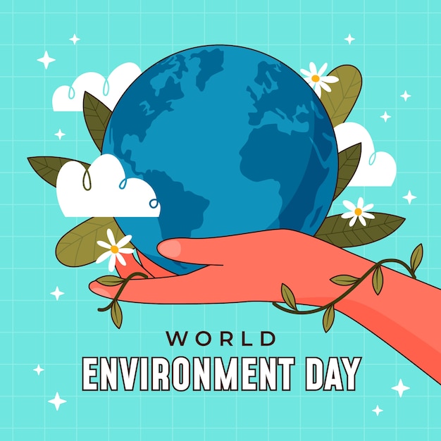 Vector hand drawn world environment day illustration