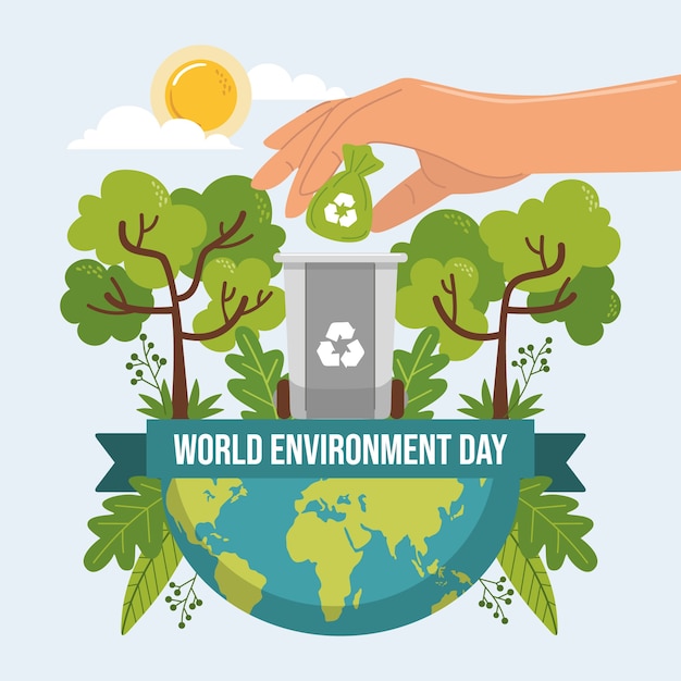 Vector hand drawn world environment day illustration