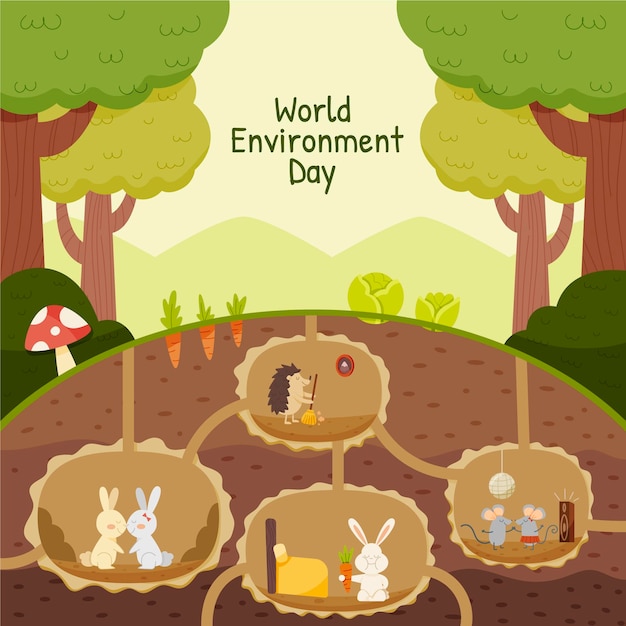 Hand drawn world environment day illustration