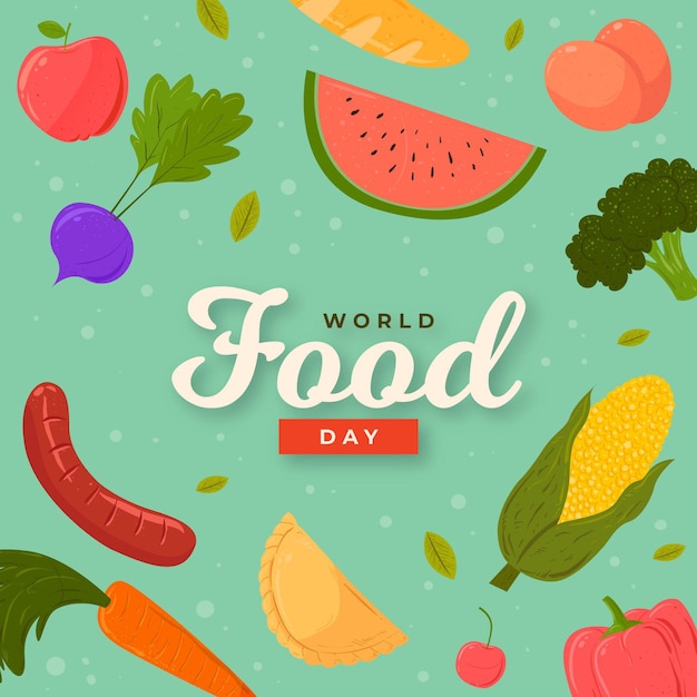 Vector hand-drawn world food day concept