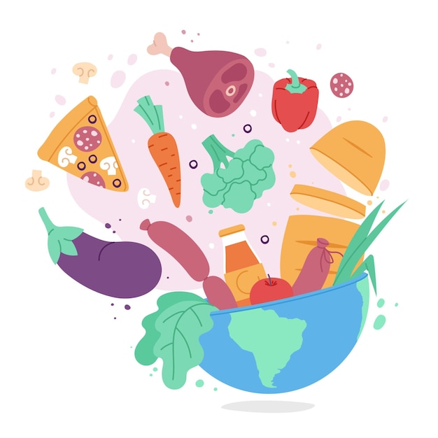 Vector hand drawn world food day concept