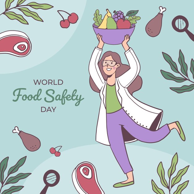 Hand drawn world food safety day illustration