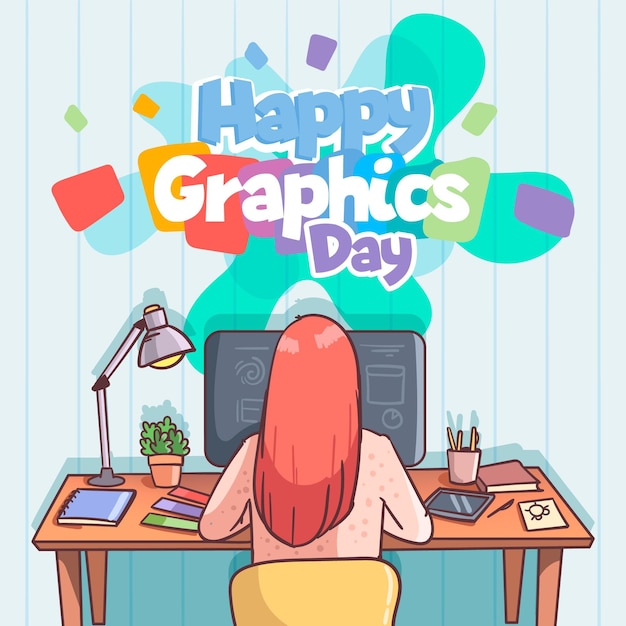 Hand drawn world graphics day illustration