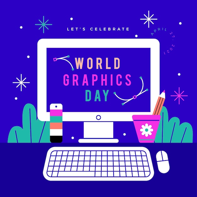 Hand drawn world graphics day illustration