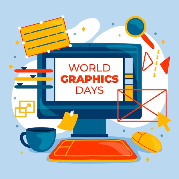 Hand drawn world graphics day illustration