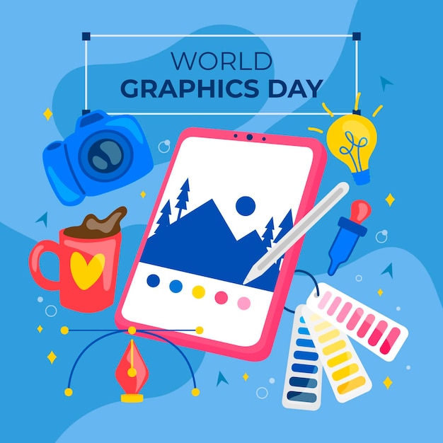 Hand drawn world graphics day illustration