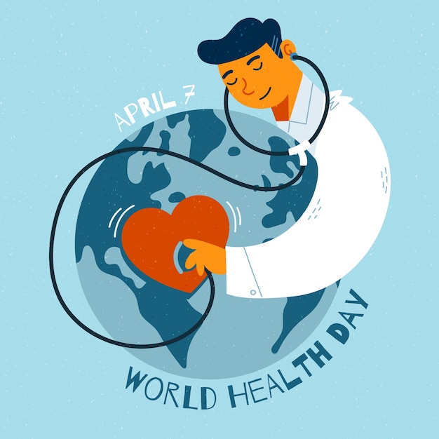 Vettore disegnati a mano mondo heathy day design