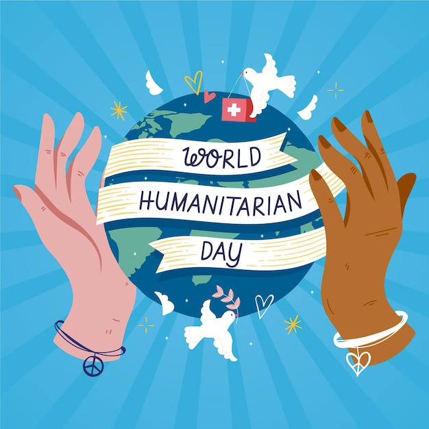 Vector hand drawn world humanitarian day concept