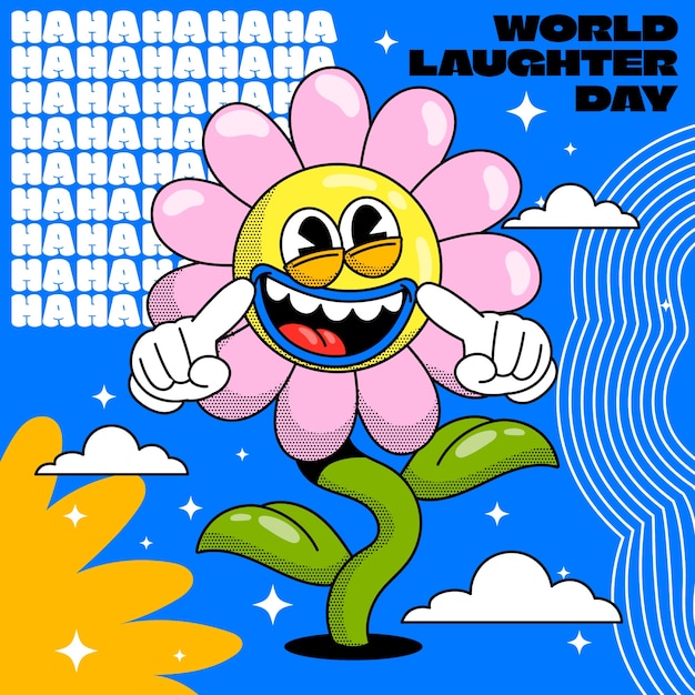 Hand drawn world laughter day illustration