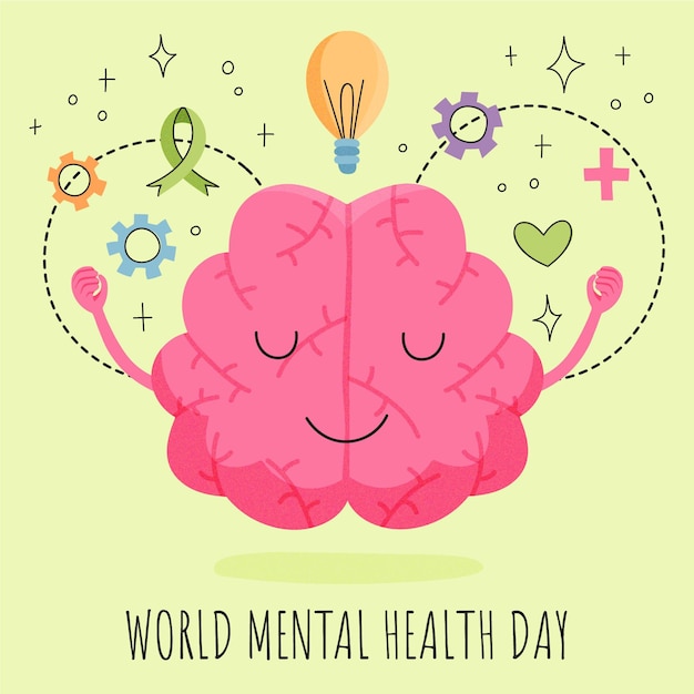 Hand drawn world mental health day illustration